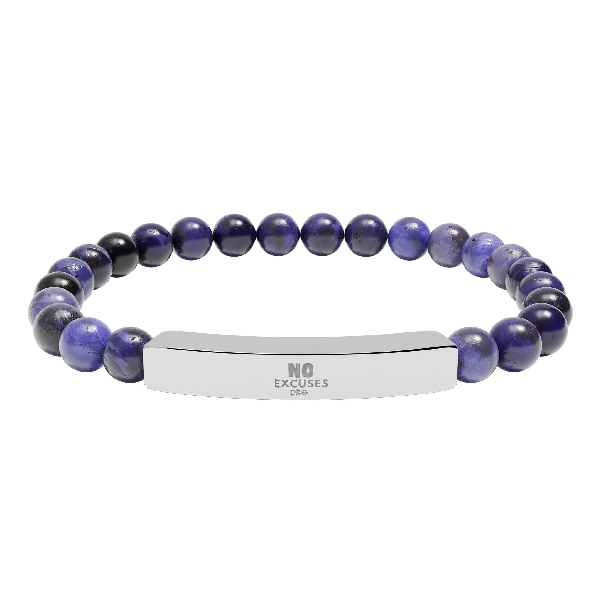 Engravable Natural Stone Bar Bracelet — Stretch Beaded Healing Jewelry