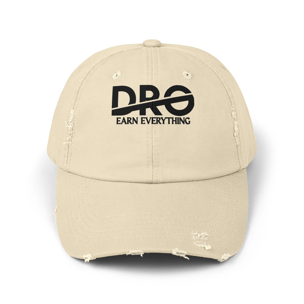 Distressed Baseball Cap — "Pro: Earn Everything" Embroidered Dad Hat