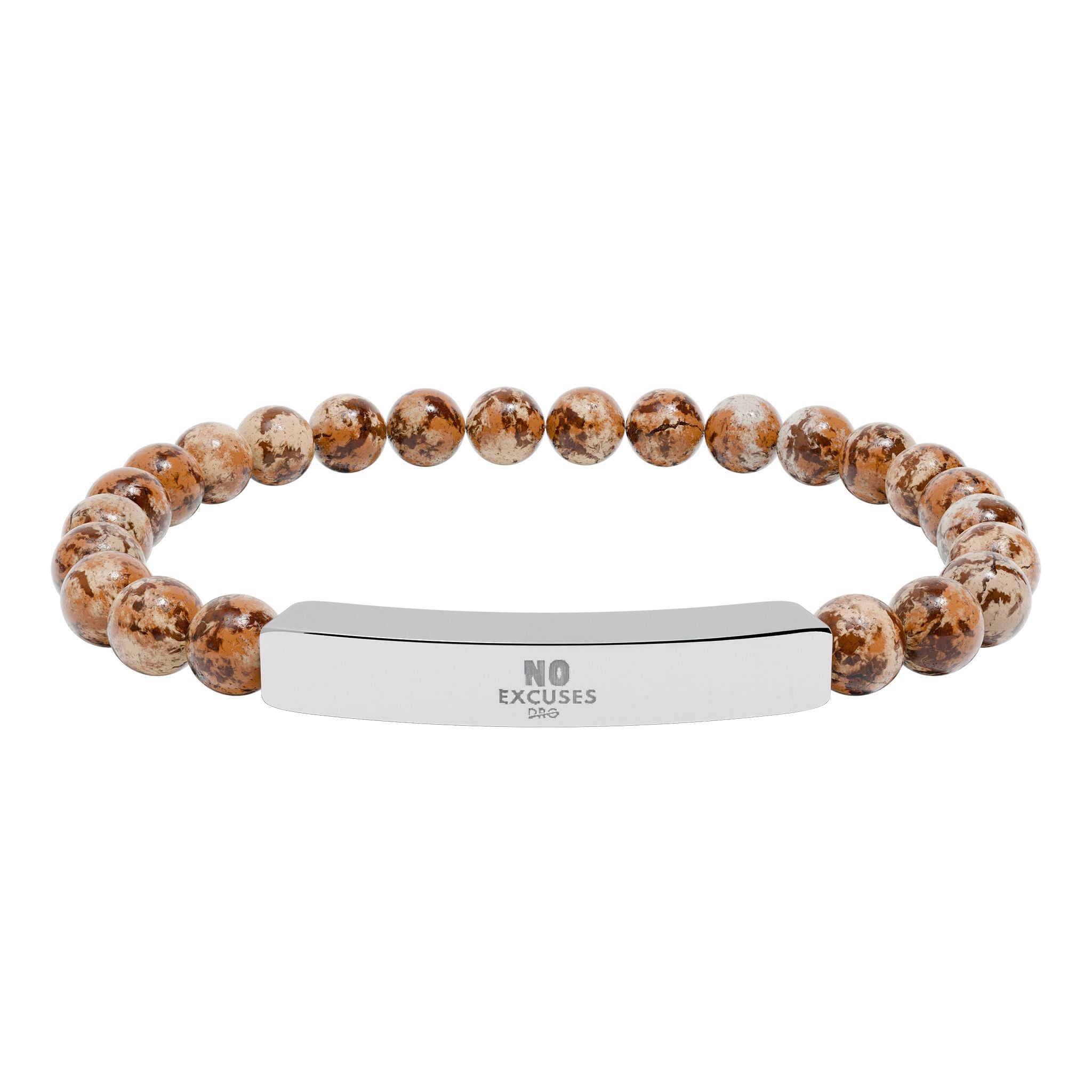 Engravable Natural Stone Bar Bracelet — Stretch Beaded Healing Jewelry