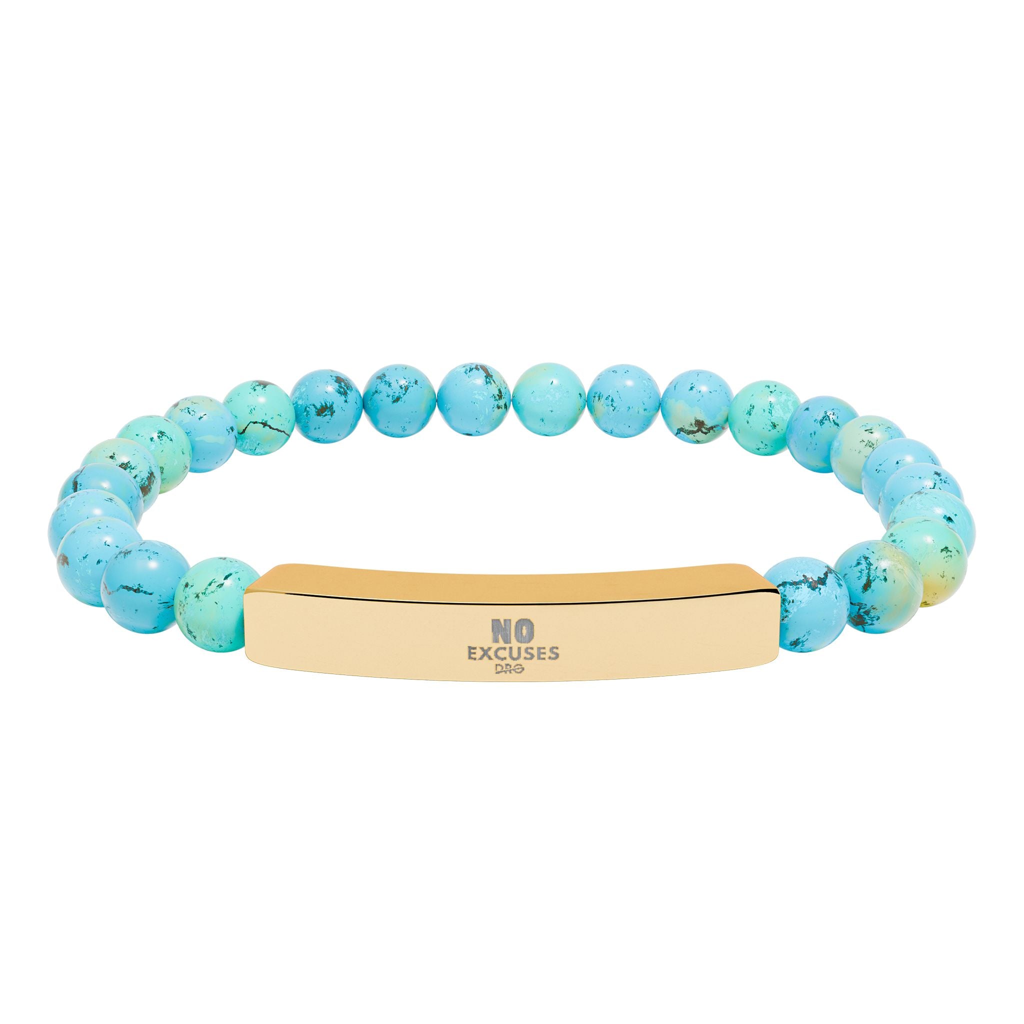 Engravable Natural Stone Bar Bracelet — Stretch Beaded Healing Jewelry