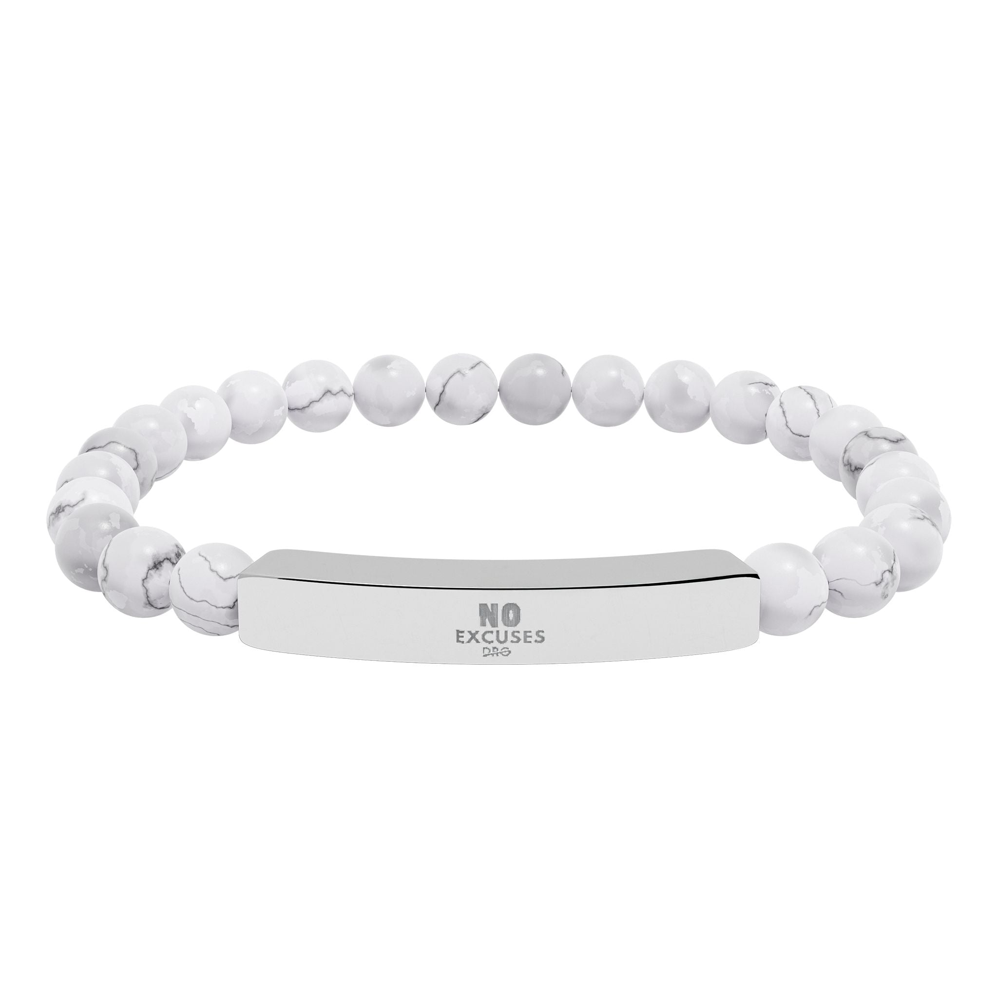 Engravable Natural Stone Bar Bracelet — Stretch Beaded Healing Jewelry