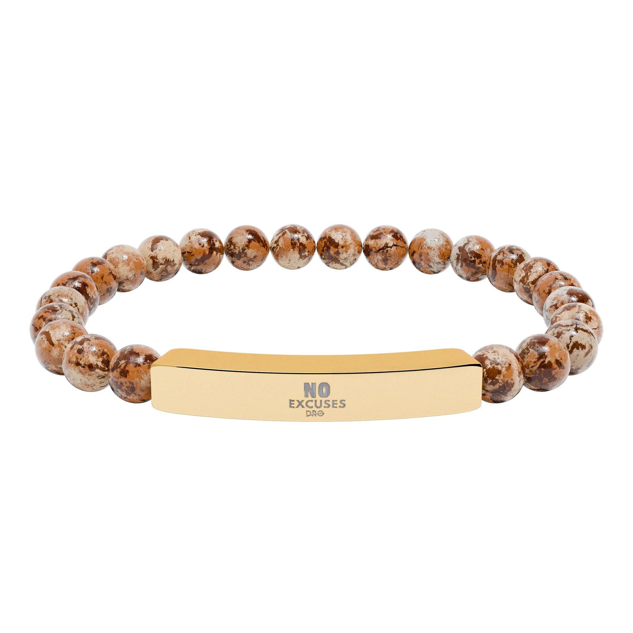 Engravable Natural Stone Bar Bracelet — Stretch Beaded Healing Jewelry