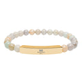 Engravable Natural Stone Bar Bracelet — Stretch Beaded Healing Jewelry