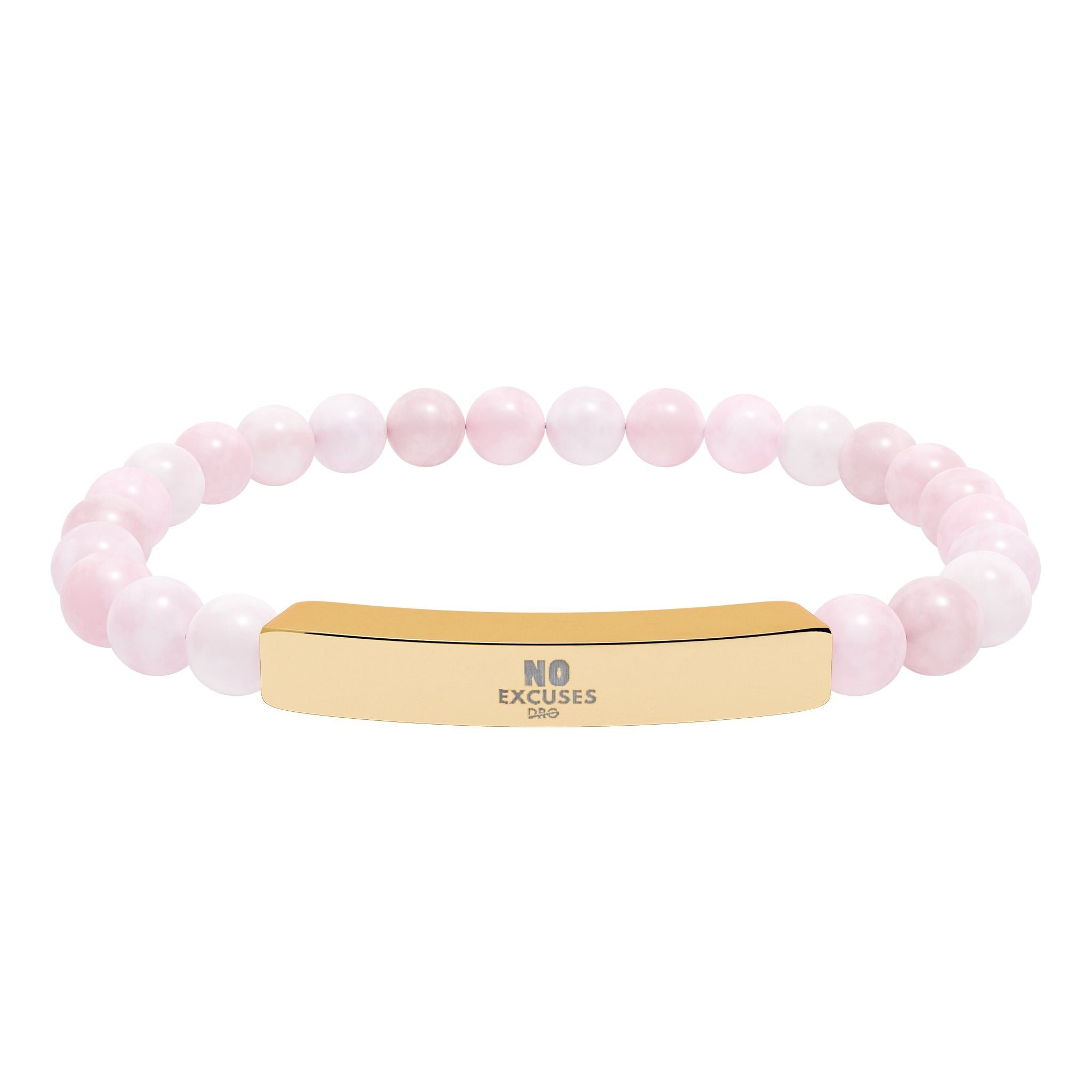 Engravable Natural Stone Bar Bracelet — Stretch Beaded Healing Jewelry