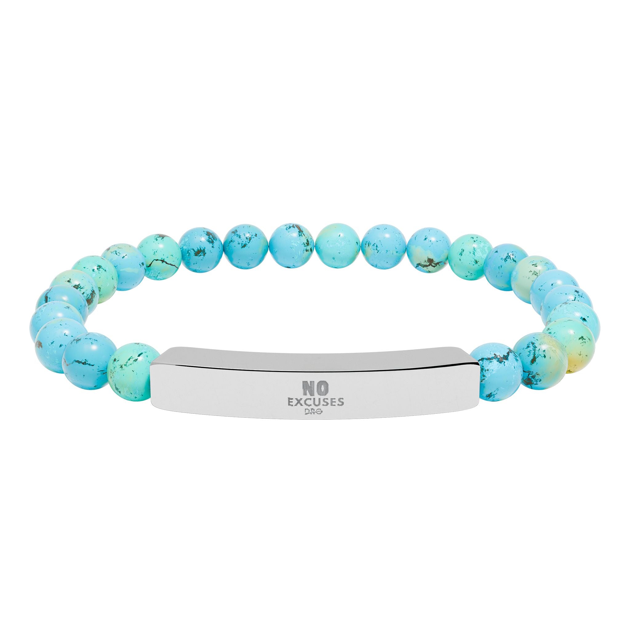 Engravable Natural Stone Bar Bracelet — Stretch Beaded Healing Jewelry