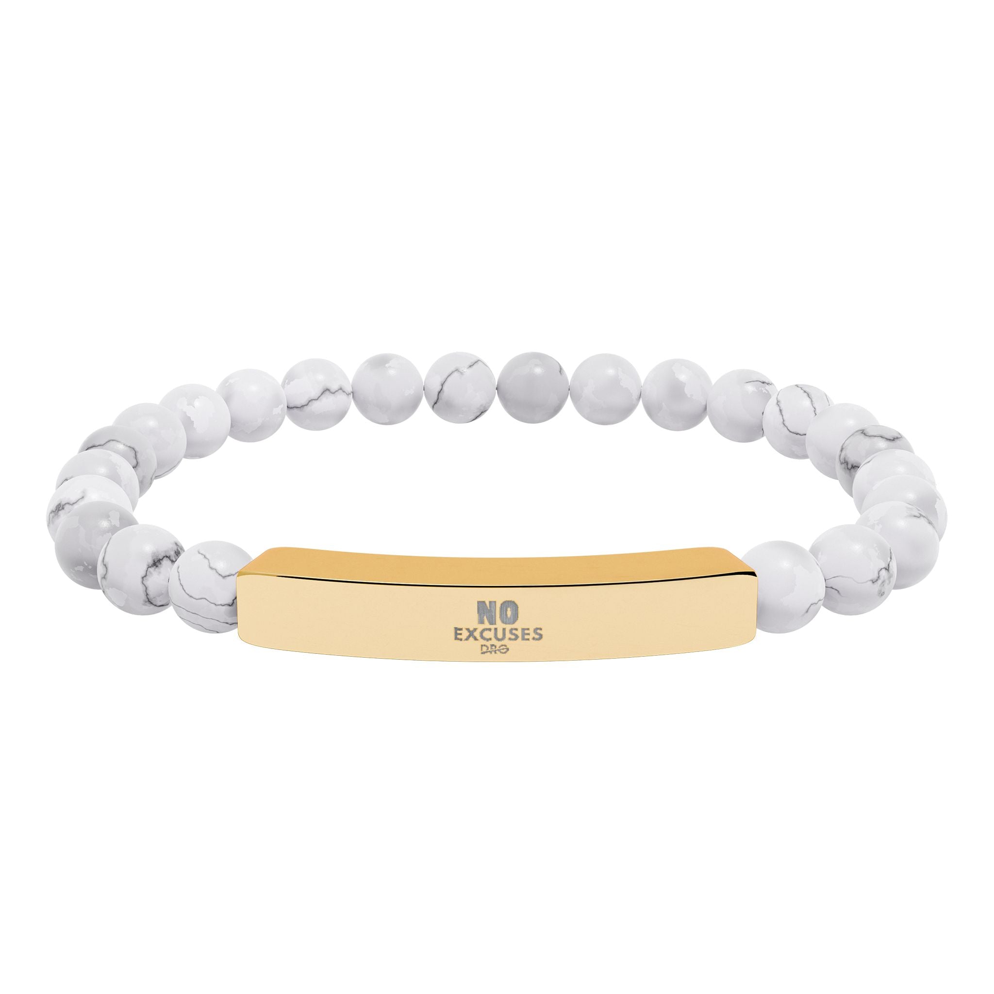 Engravable Natural Stone Bar Bracelet — Stretch Beaded Healing Jewelry