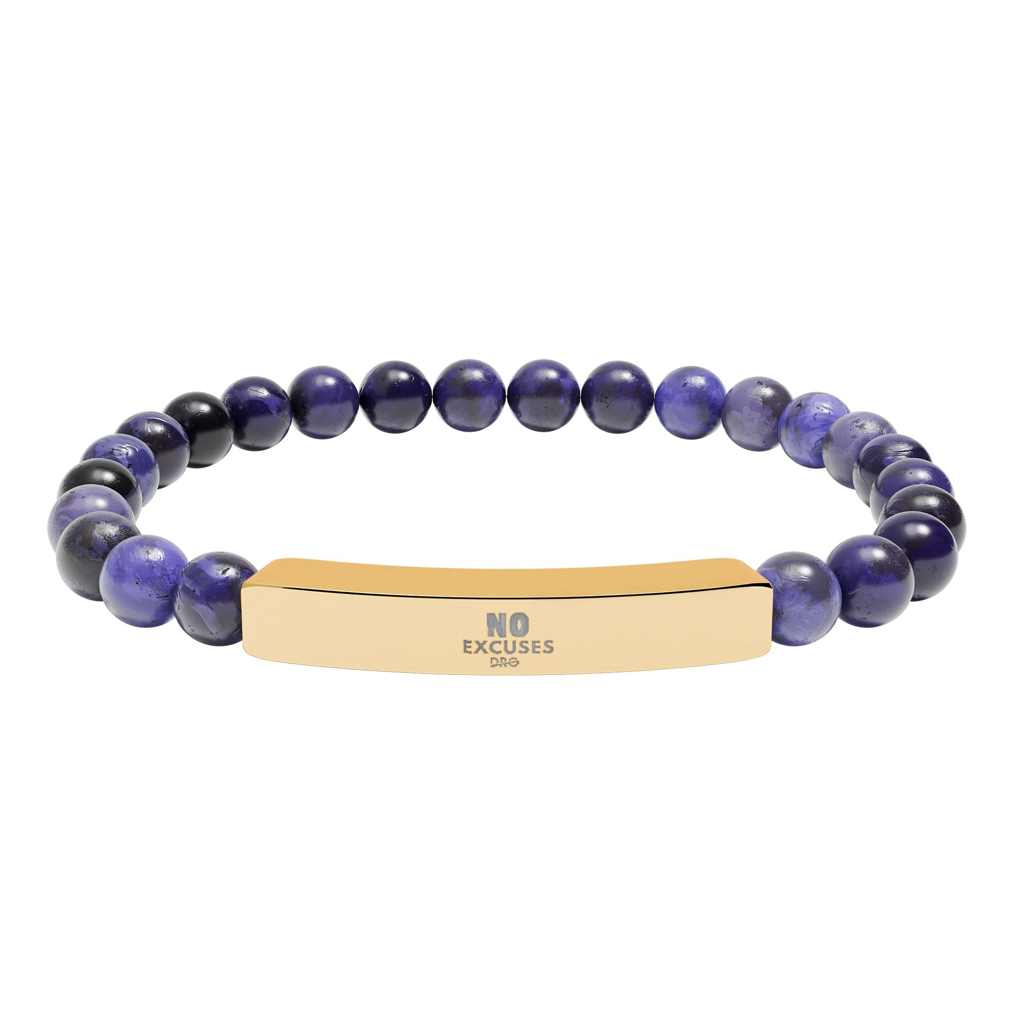 Engravable Natural Stone Bar Bracelet — Stretch Beaded Healing Jewelry