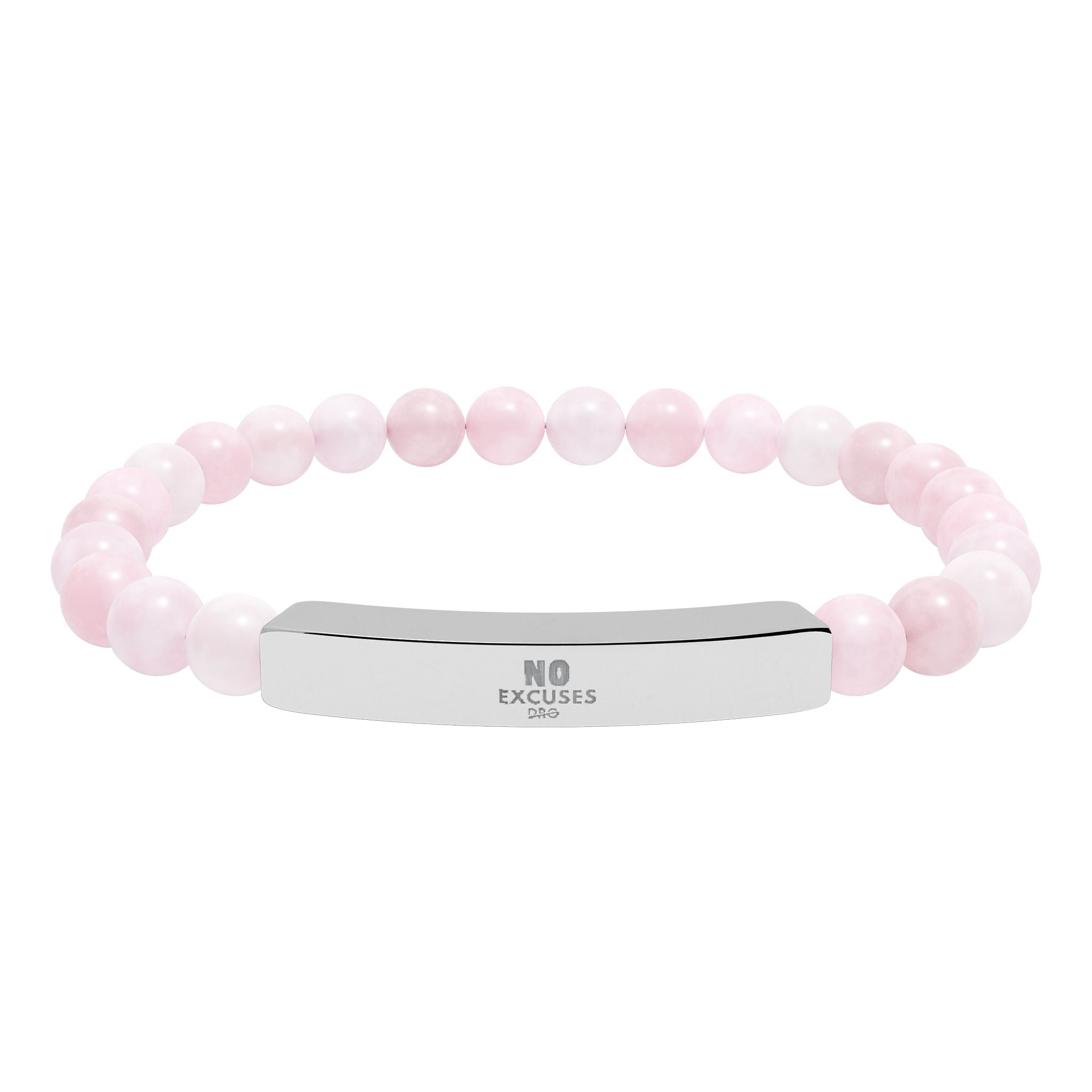 Engravable Natural Stone Bar Bracelet — Stretch Beaded Healing Jewelry
