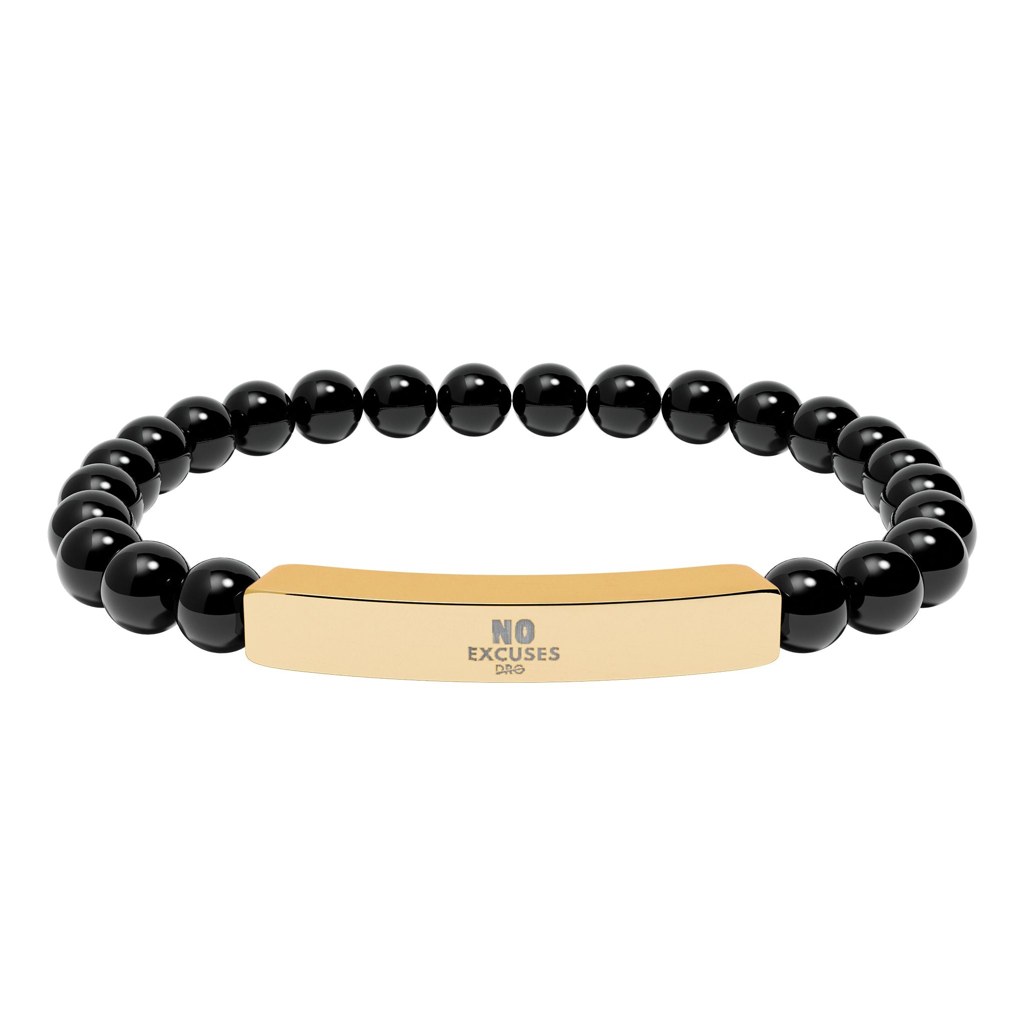Engravable Natural Stone Bar Bracelet — Stretch Beaded Healing Jewelry