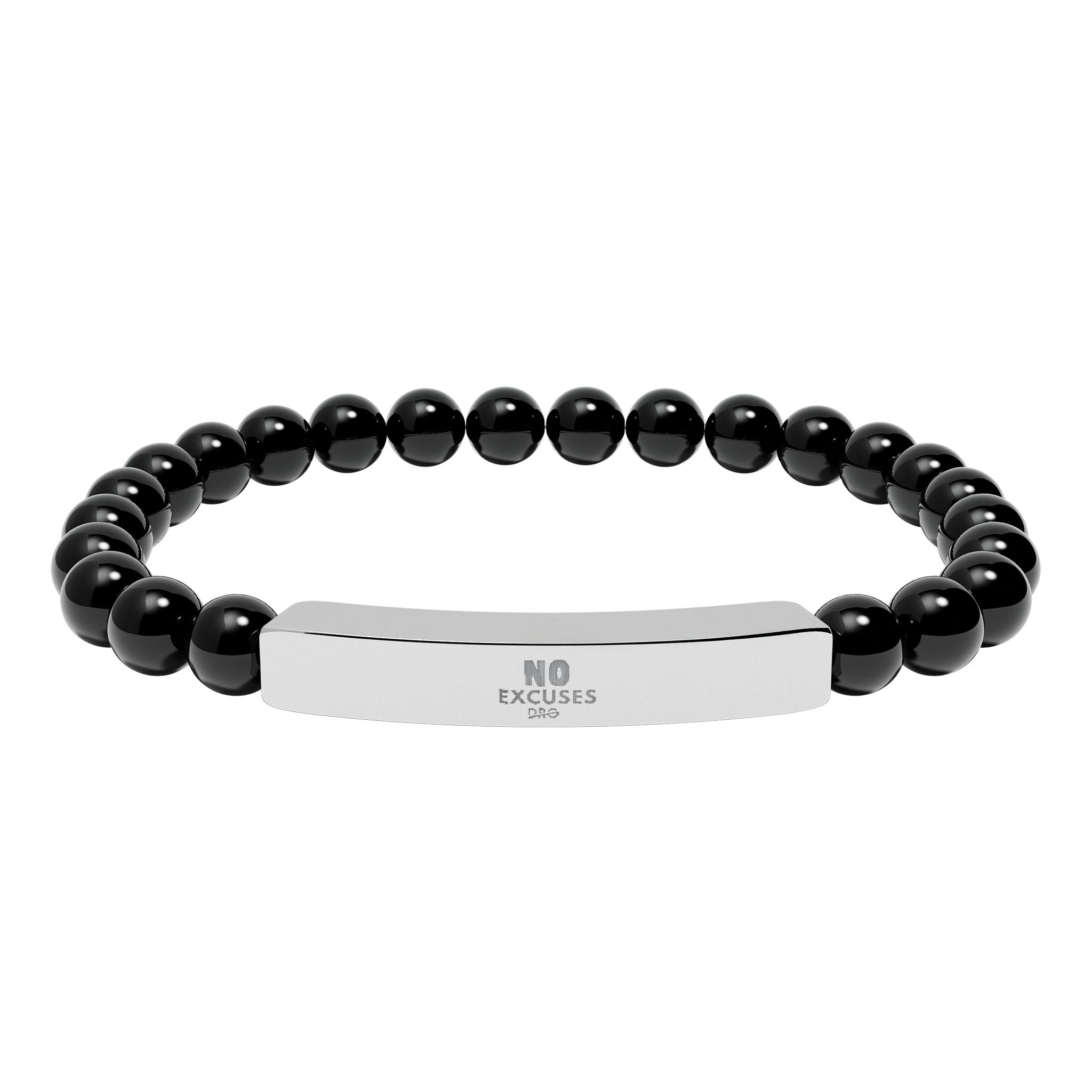 Engravable Natural Stone Bar Bracelet — Stretch Beaded Healing Jewelry